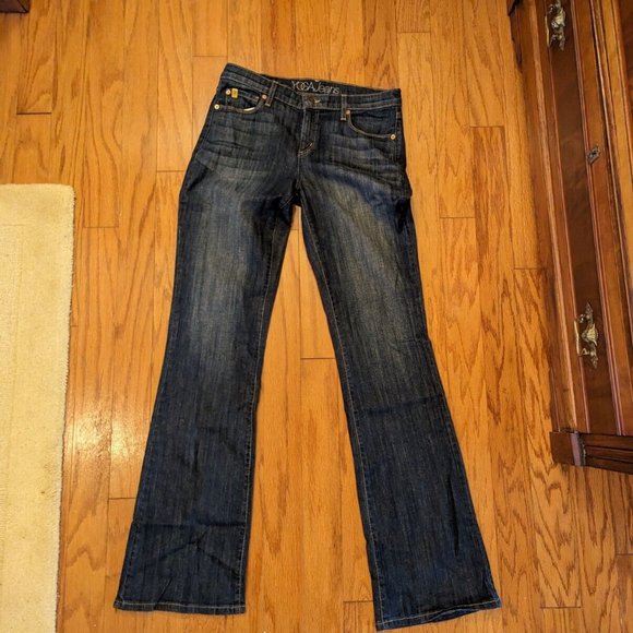 Second Yoga Size 31 Stretch Regular Bootcut Flare Jeans Medium Wash - Picture 2 of 9